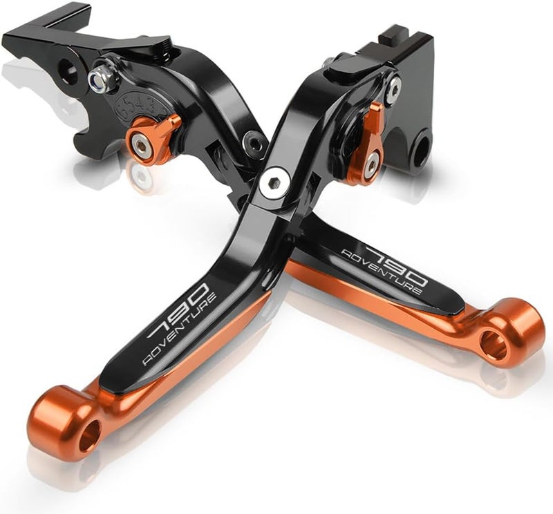 FREAXLL 790 Adv Motocycle Brake Clutch Levers Set Foldable CNC Brake Levers Extendable for 790 Adventure/R/S 2019 - Black/Orange - Image 3
